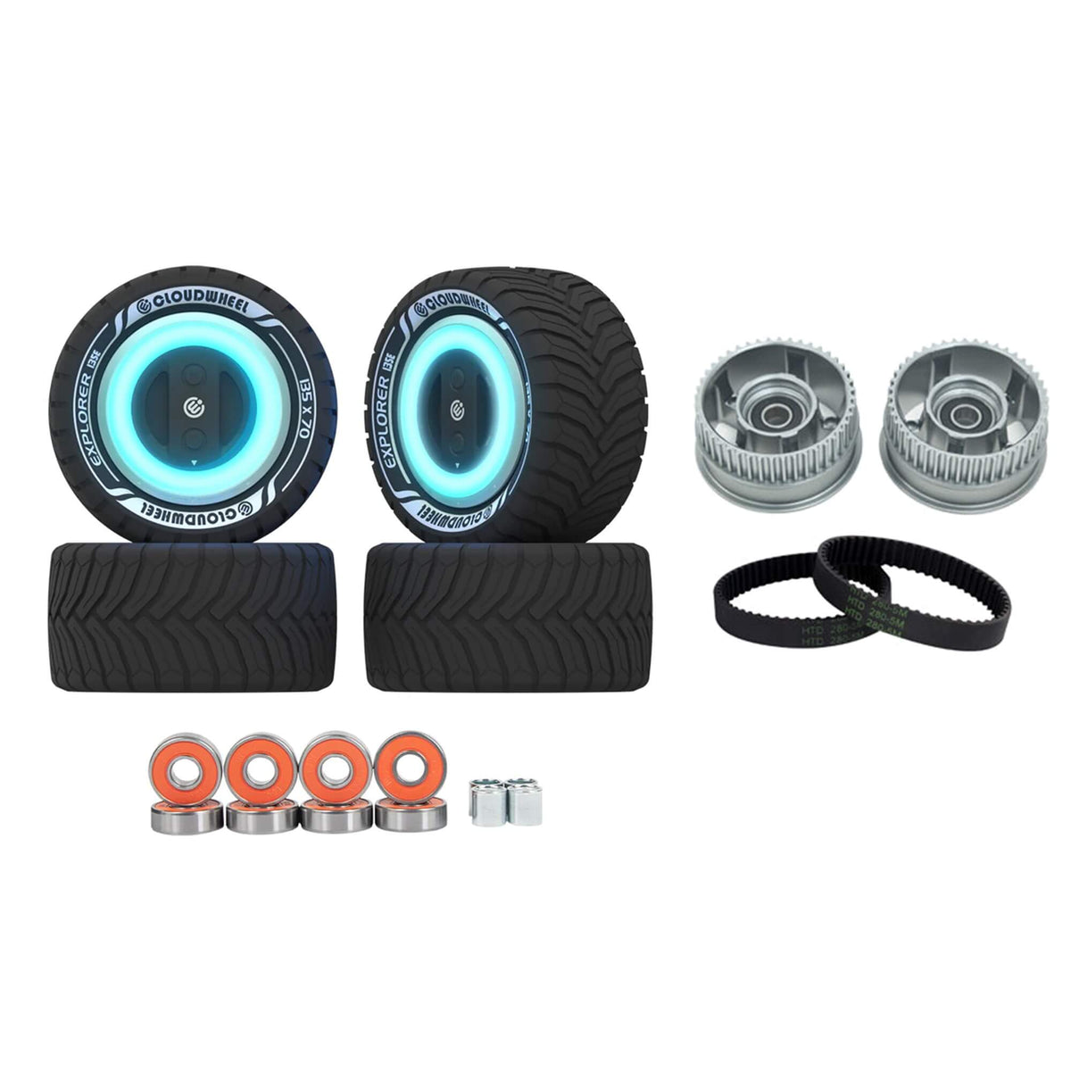 CLOUDWHEEL Explorer 135mm Urban All Terrain Off Road Electric Skateboard Wheels with Pulleys and Belts